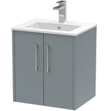 Hudson Reed Juno 500mm Wall Hung Vanity Unit & Basin, 2 Doors Coastal Grey JNU2321B