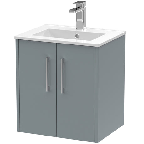 Hudson Reed Juno 500mm Wall Hung Vanity Unit & Basin, 2 Doors Coastal Grey JNU2321B