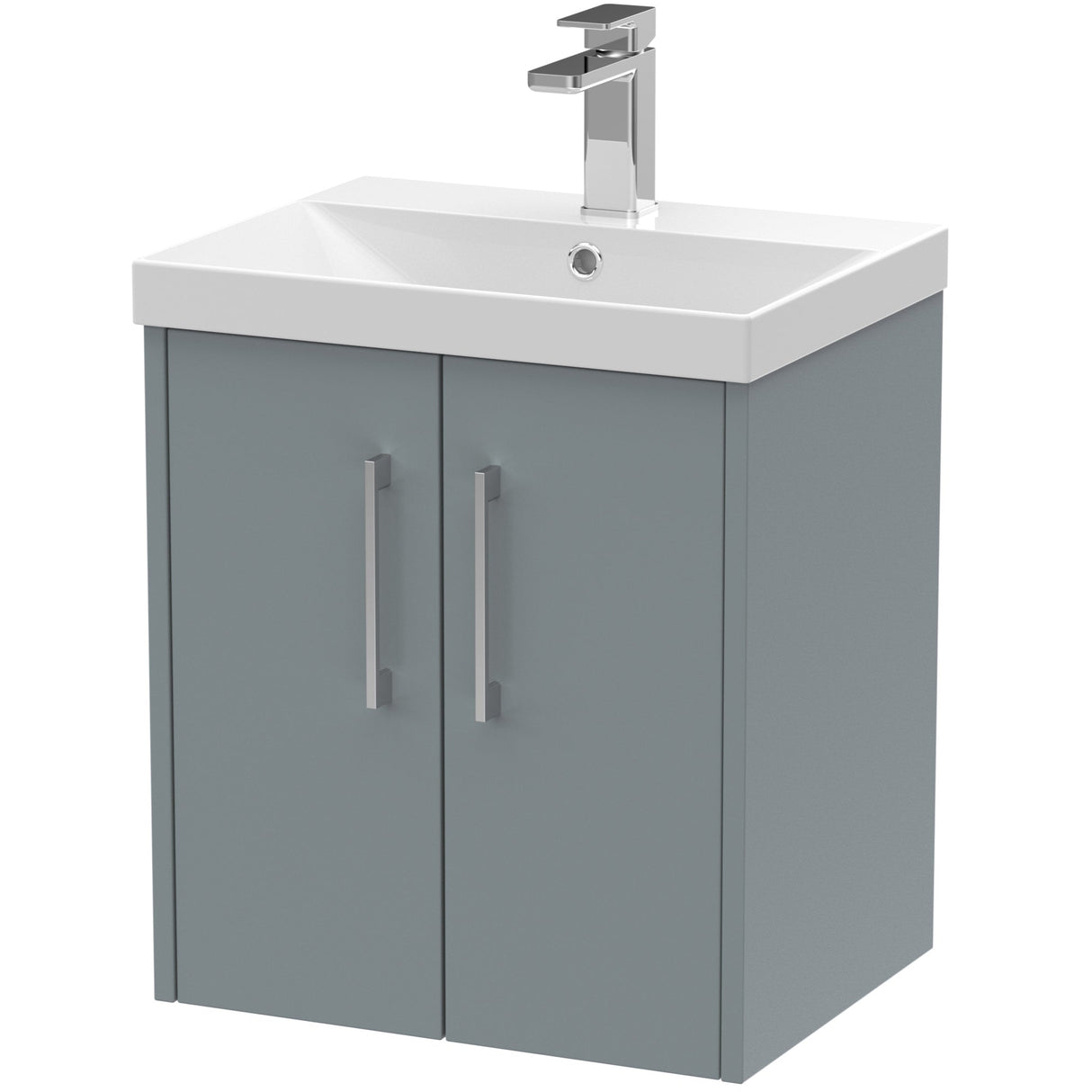Hudson Reed Juno 500mm Wall Hung Vanity Unit & Basin, 2 Doors Coastal Grey JNU2321D