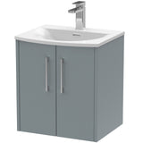 Hudson Reed Juno 500mm Wall Hung Vanity Unit & Basin, 2 Doors Coastal Grey JNU2321G