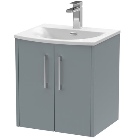 Hudson Reed Juno 500mm Wall Hung Vanity Unit & Basin, 2 Doors Coastal Grey JNU2321G