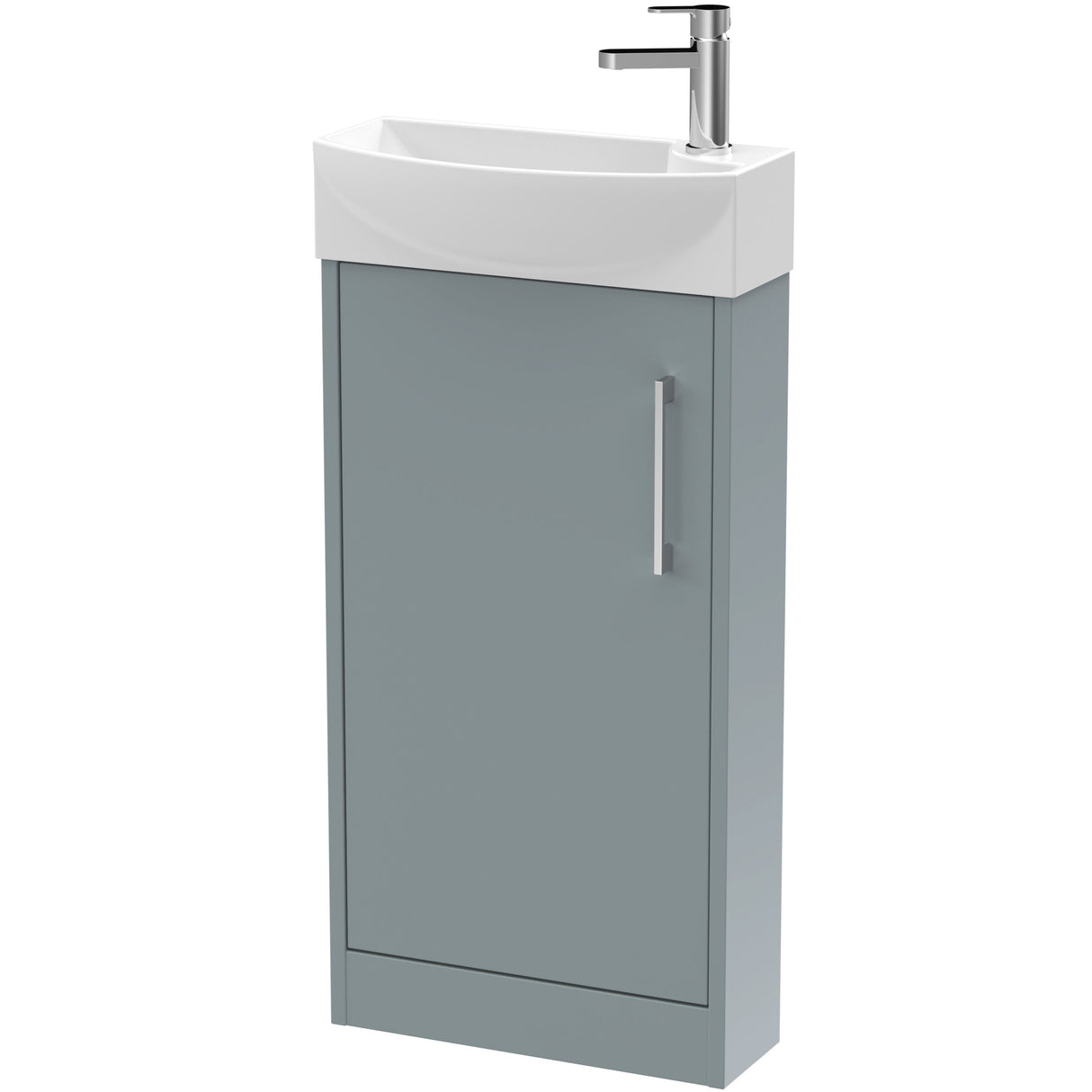 Hudson Reed Juno 440mm Compact Floorstanding Basin Vanity Unit & Basin, 1 Door Coastal Grey JNU2321L