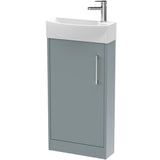 Hudson Reed Juno 440mm Compact Floorstanding Basin Vanity Unit & Basin, 1 Door Coastal Grey JNU2321L