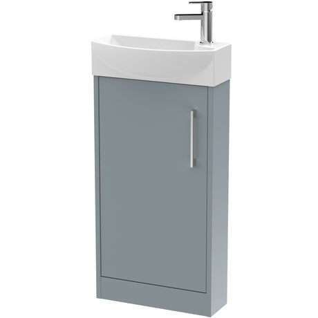 Hudson Reed Juno 440mm Compact Floorstanding Basin Vanity Unit & Basin, 1 Door Coastal Grey JNU2321L