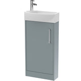 Hudson Reed Juno 440mm Compact Floorstanding Basin Vanity Unit & Basin, 1 Door Coastal Grey JNU2321R