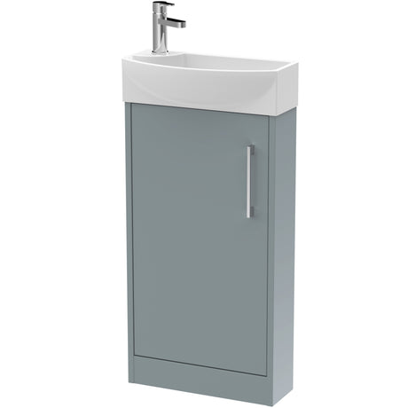 Hudson Reed Juno 440mm Compact Floorstanding Basin Vanity Unit & Basin, 1 Door Coastal Grey JNU2321R