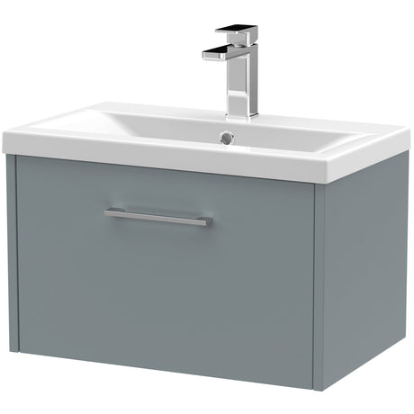 Hudson Reed Juno 600mm Wall Hung Vanity Unit & Basin, 1 Drawer Coastal Grey JNU2322A