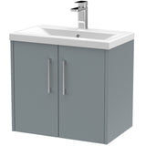 Hudson Reed Juno 600mm Wall Hung Vanity Unit & Basin, 2 Doors Coastal Grey JNU2323A