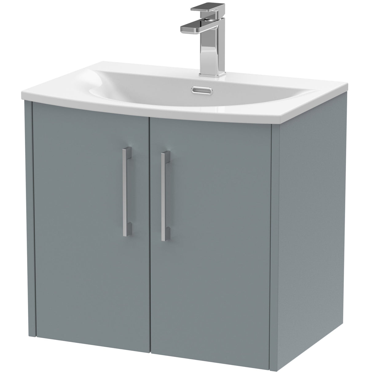 Hudson Reed Juno 600mm Wall Hung Vanity Unit & Basin, 2 Doors Coastal Grey JNU2323G
