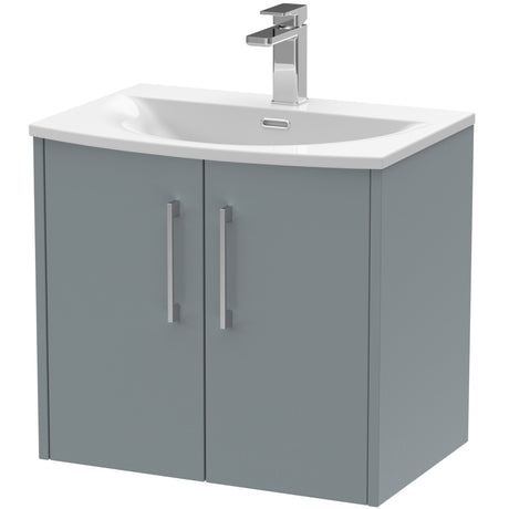 Hudson Reed Juno 600mm Wall Hung Vanity Unit & Basin, 2 Doors Coastal Grey JNU2323G
