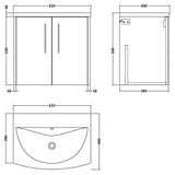 Hudson Reed Juno 600mm Wall Hung Vanity Unit & Basin, 2 Doors Coastal Grey JNU2323G LD