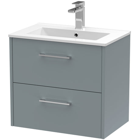 Hudson Reed Juno 600mm Wall Hung Vanity Unit & Basin, 2 Drawers Coastal Grey JNU2324B