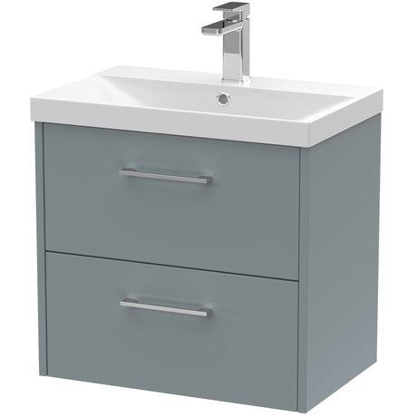 Hudson Reed Juno 600mm Wall Hung Vanity Unit & Basin, 2 Drawers Coastal Grey JNU2324D