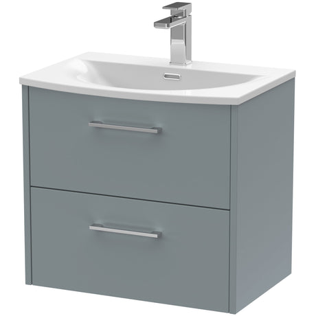 Hudson Reed Juno 600mm Wall Hung Vanity Unit & Basin, 2 Drawers Coastal Grey JNU2324G