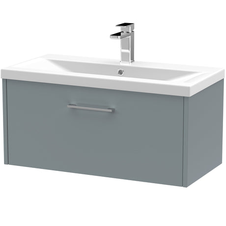 Hudson Reed Juno 800mm Wall Hung Vanity Unit & Basin, 1 Drawer Coastal Grey JNU2325A