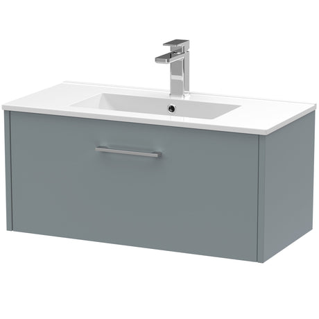 Hudson Reed Juno 800mm Wall Hung Vanity Unit & Basin, 1 Drawer Coastal Grey JNU2325B