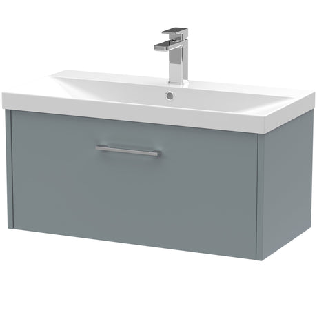 Hudson Reed Juno 800mm Wall Hung Vanity Unit & Basin, 1 Drawer Coastal Grey JNU2325D