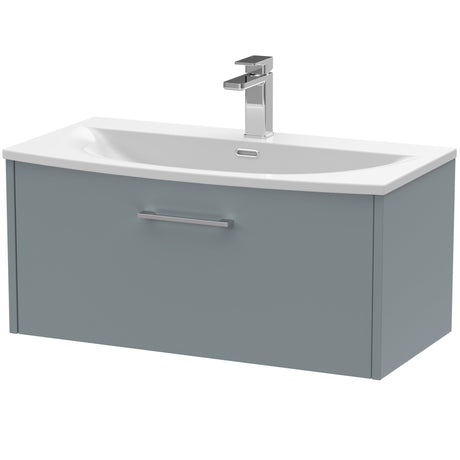 Hudson Reed Juno 800mm Wall Hung Vanity Unit & Basin, 1 Drawer Coastal Grey JNU2325G