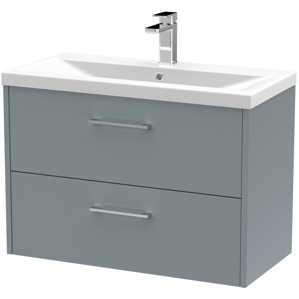 Hudson Reed Juno 800mm Wall Hung Vanity Unit & Basin, 2 Drawers Coastal Grey JNU2326A