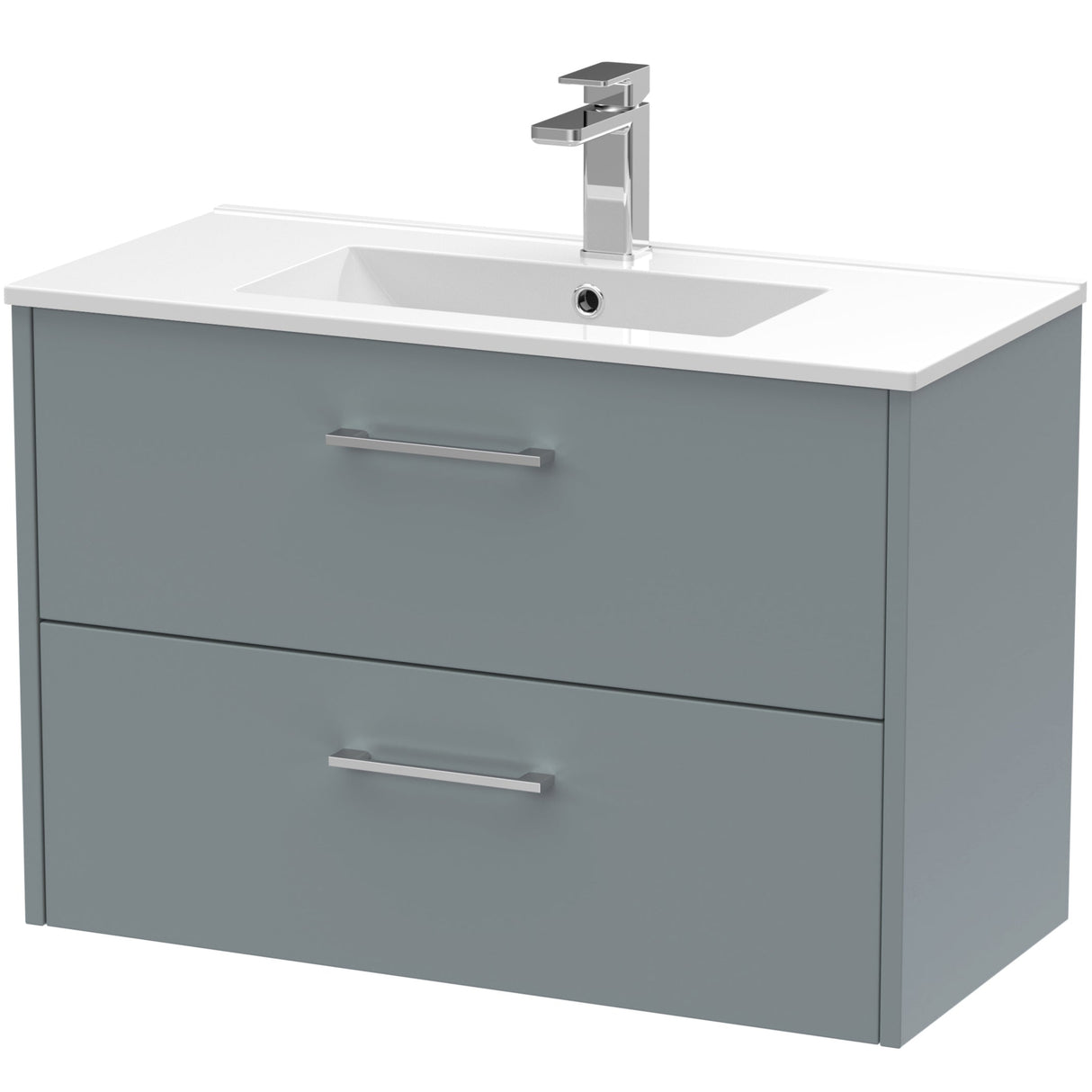 Hudson Reed Juno 800mm Wall Hung Vanity Unit & Basin, 2 Drawers Coastal Grey JNU2326B