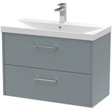 Hudson Reed Juno 800mm Wall Hung Vanity Unit & Basin, 2 Drawers Coastal Grey JNU2326D