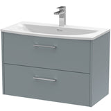 Hudson Reed Juno 800mm Wall Hung Vanity Unit & Basin, 2 Drawers Coastal Grey JNU2326G