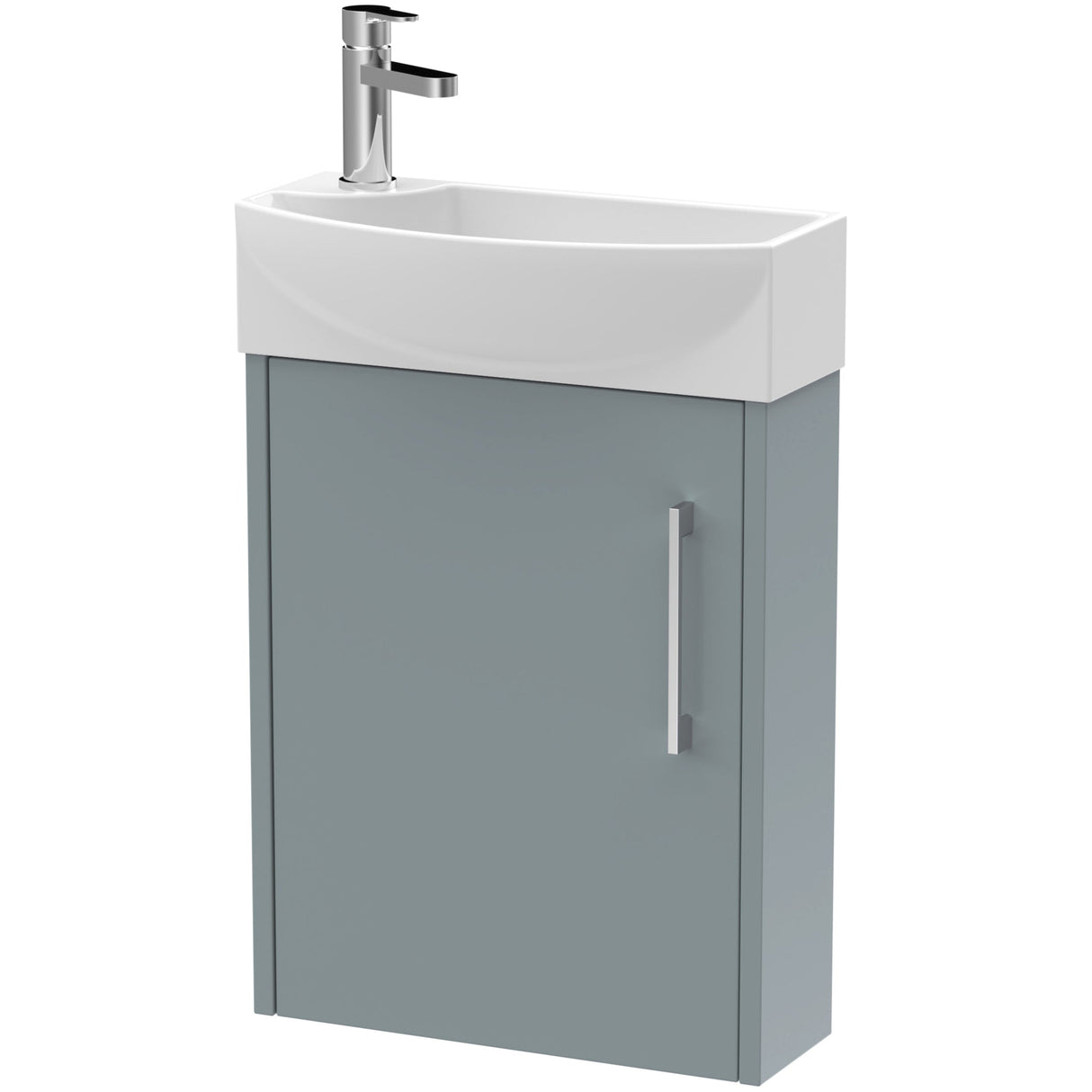 Hudson Reed Juno 440mm Compact Wall Hung Basin Vanity Unit & Basin, 1 Door Coastal Grey JNU2361R