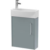 Hudson Reed Juno 440mm Compact Wall Hung Basin Vanity Unit & Basin, 1 Door Coastal Grey JNU2361R