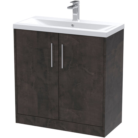 Hudson Reed Juno 800mm Freestanding Vanity Unit & Basin, 2 Doors Metallic Slate JNU2605A