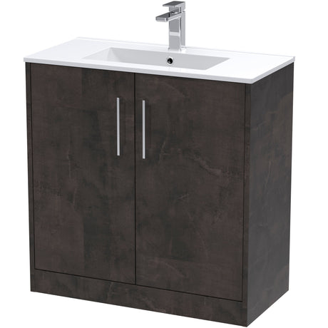 Hudson Reed Juno 800mm Freestanding Vanity Unit & Basin, 2 Doors Metallic Slate JNU2605B