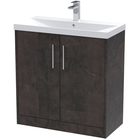 Hudson Reed Juno 800mm Freestanding Vanity Unit & Basin, 2 Doors Metallic Slate JNU2605D