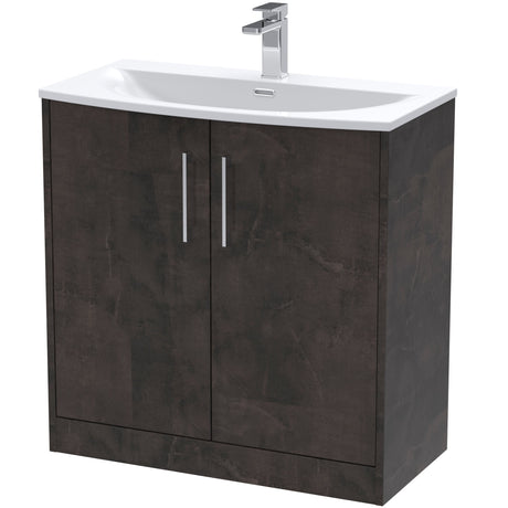 Hudson Reed Juno 800mm Freestanding Vanity Unit & Basin, 2 Doors Metallic Slate JNU2605G