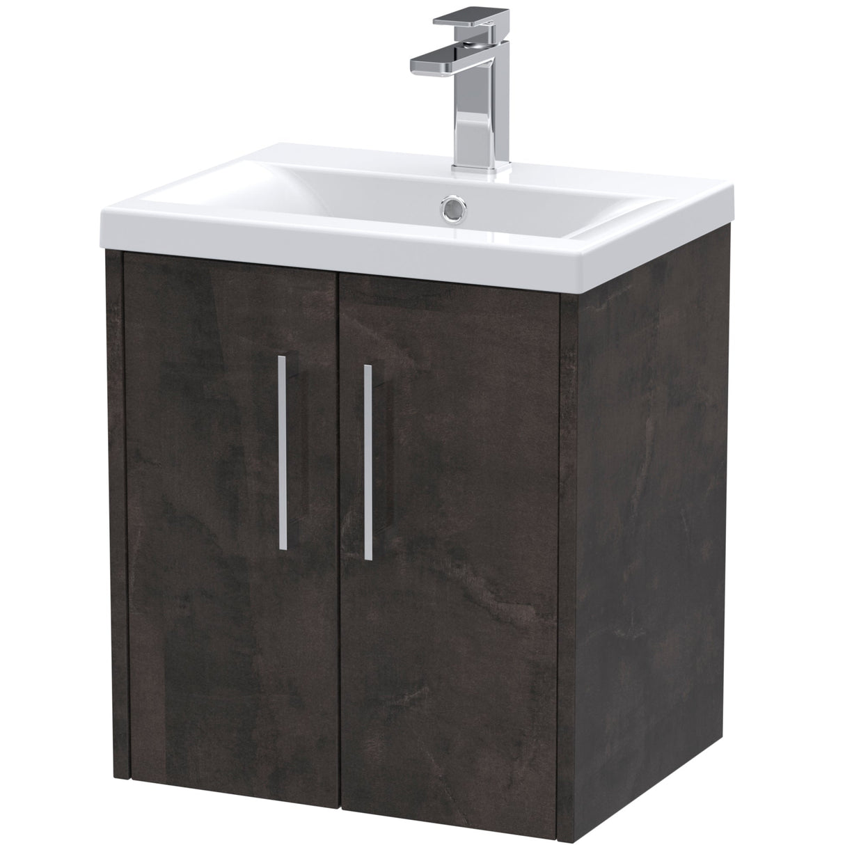 Hudson Reed Juno 500mm Wall Hung Vanity Unit & Basin, 2 Doors Metallic Slate JNU2621A