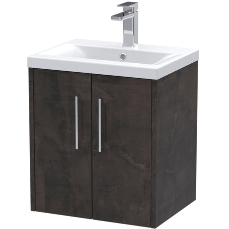 Hudson Reed Juno 500mm Wall Hung Vanity Unit & Basin, 2 Doors Metallic Slate JNU2621A