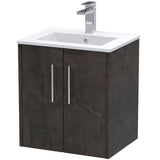 Hudson Reed Juno 500mm Wall Hung Vanity Unit & Basin, 2 Doors Metallic Slate JNU2621B