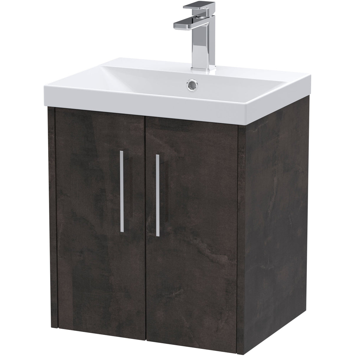 Hudson Reed Juno 500mm Wall Hung Vanity Unit & Basin, 2 Doors Metallic Slate JNU2621D