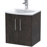 Hudson Reed Juno 500mm Wall Hung Vanity Unit & Basin, 2 Doors Metallic Slate JNU2621G