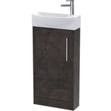 Hudson Reed Juno 440mm Compact Floorstanding Basin Vanity Unit & Basin, 1 Door Metallic Slate JNU2621L