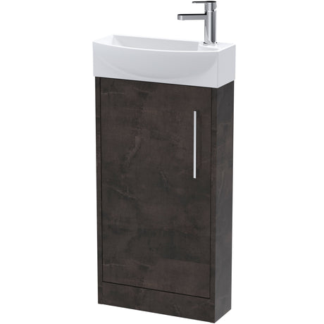 Hudson Reed Juno 440mm Compact Floorstanding Basin Vanity Unit & Basin, 1 Door Metallic Slate JNU2621L
