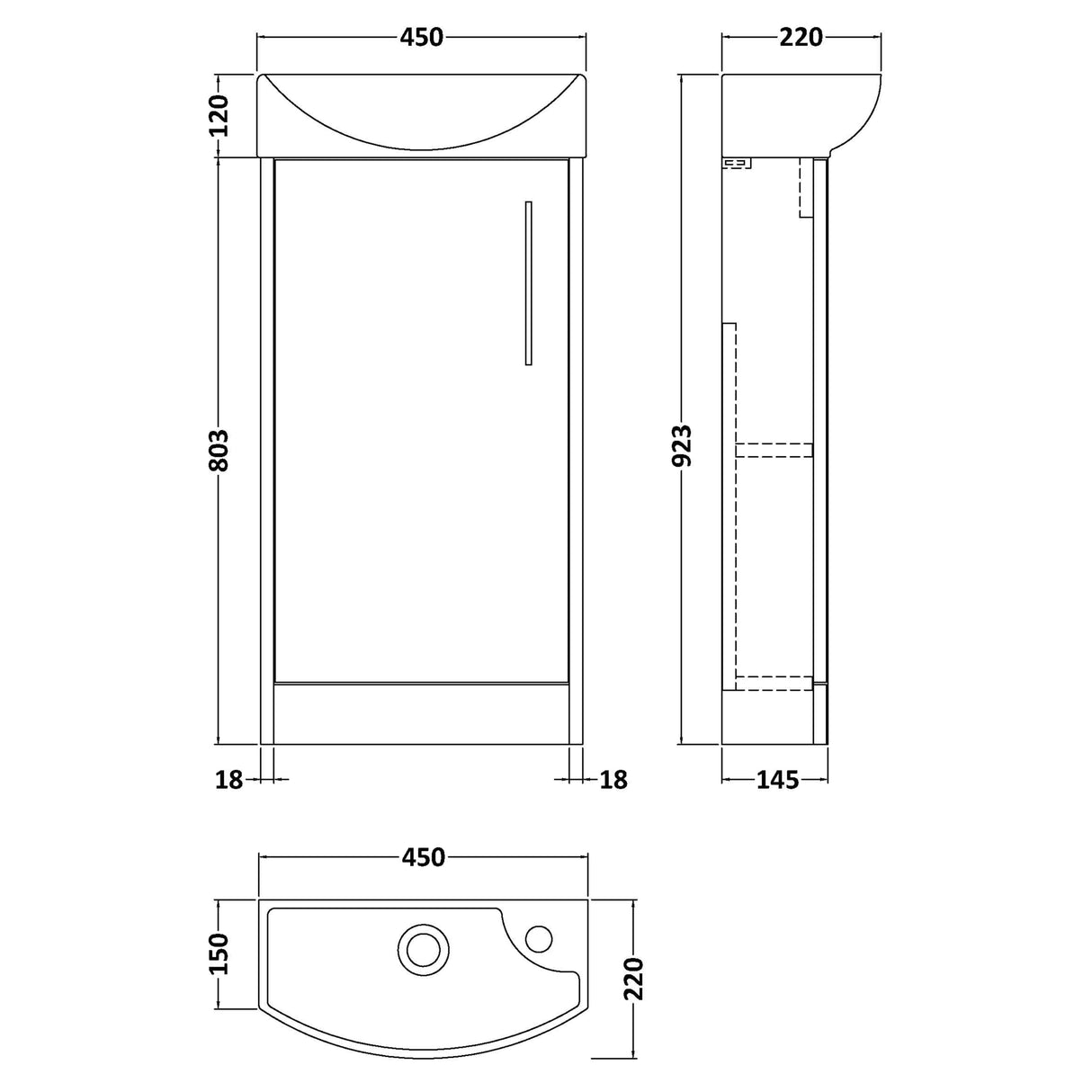 Hudson Reed Juno 440mm Compact Floorstanding Basin Vanity Unit & Basin, 1 Door Metallic Slate JNU2621L LD