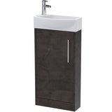 Hudson Reed Juno 440mm Compact Floorstanding Basin Vanity Unit & Basin, 1 Door Metallic Slate JNU2621R