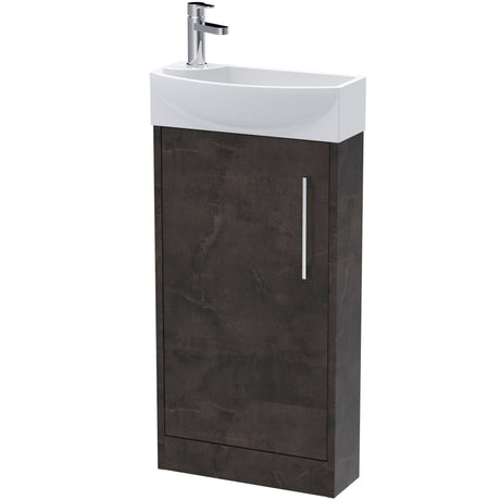 Hudson Reed Juno 440mm Compact Floorstanding Basin Vanity Unit & Basin, 1 Door Metallic Slate JNU2621R