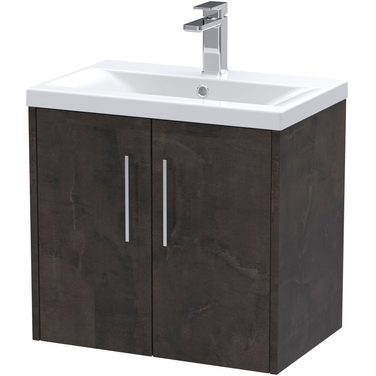 Hudson Reed Juno 600mm Wall Hung Vanity Unit & Basin, 2 Doors Metallic Slate JNU2623A