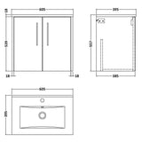 Hudson Reed Juno 600mm Wall Hung Vanity Unit & Basin, 2 Doors Metallic Slate JNU2623B LD