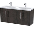 Hudson Reed Juno 1200mm Wall Hung Double Basin Vanity Unit & Basin, 4 Doors Metallic Slate JNU2623F