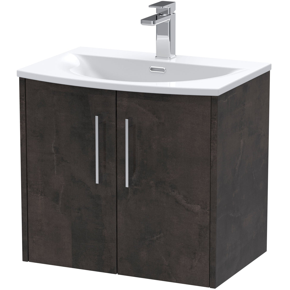 Hudson Reed Juno 600mm Wall Hung Vanity Unit & Basin, 2 Doors Metallic Slate JNU2623G