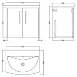 Hudson Reed Juno 600mm Wall Hung Vanity Unit & Basin, 2 Doors Metallic Slate JNU2623G LD