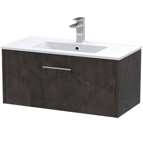 Hudson Reed Juno 800mm Wall Hung Vanity Unit & Basin, 1 Drawer Metallic Slate JNU2625B