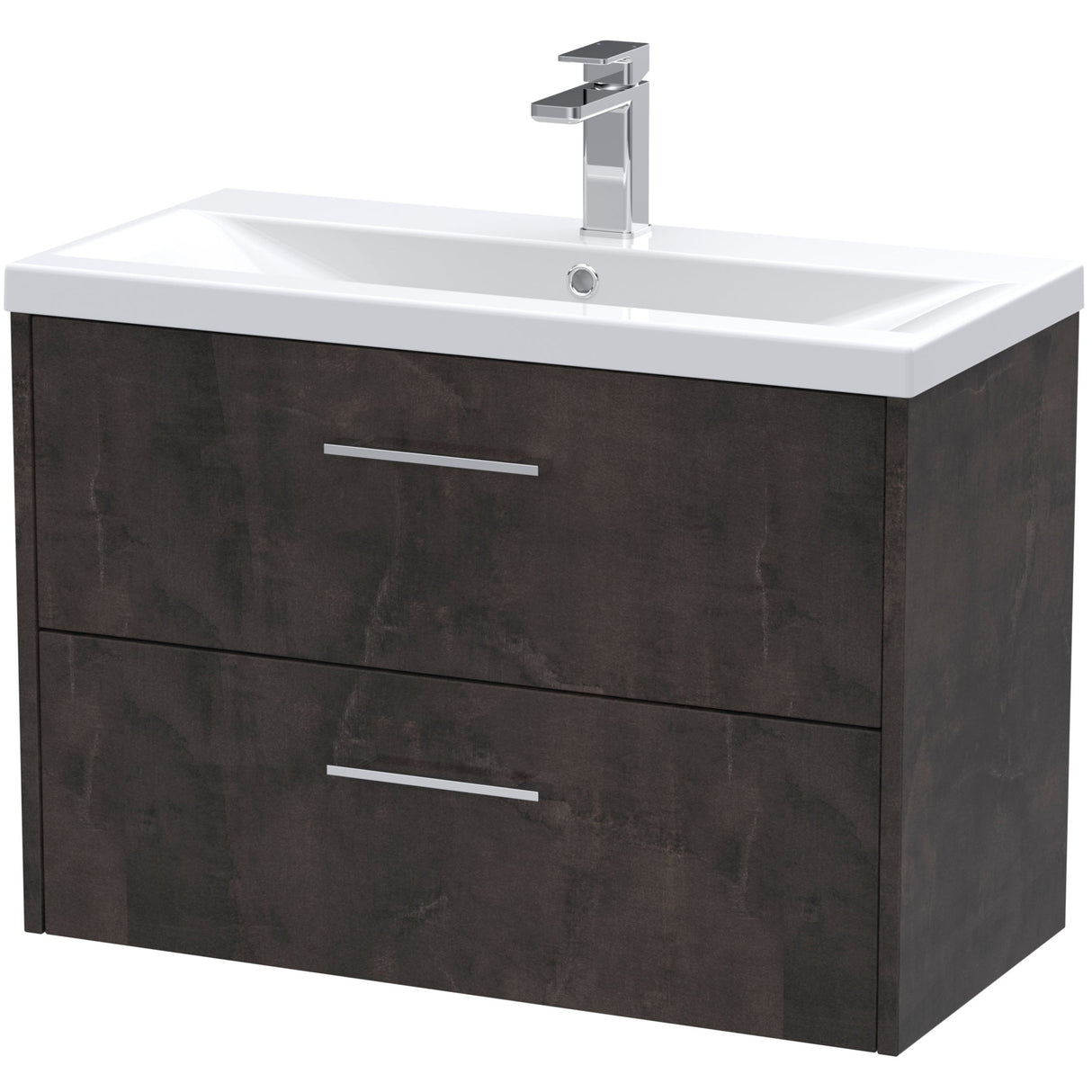 Hudson Reed Juno 800mm Wall Hung Vanity Unit & Basin, 2 Drawers Metallic Slate JNU2626A