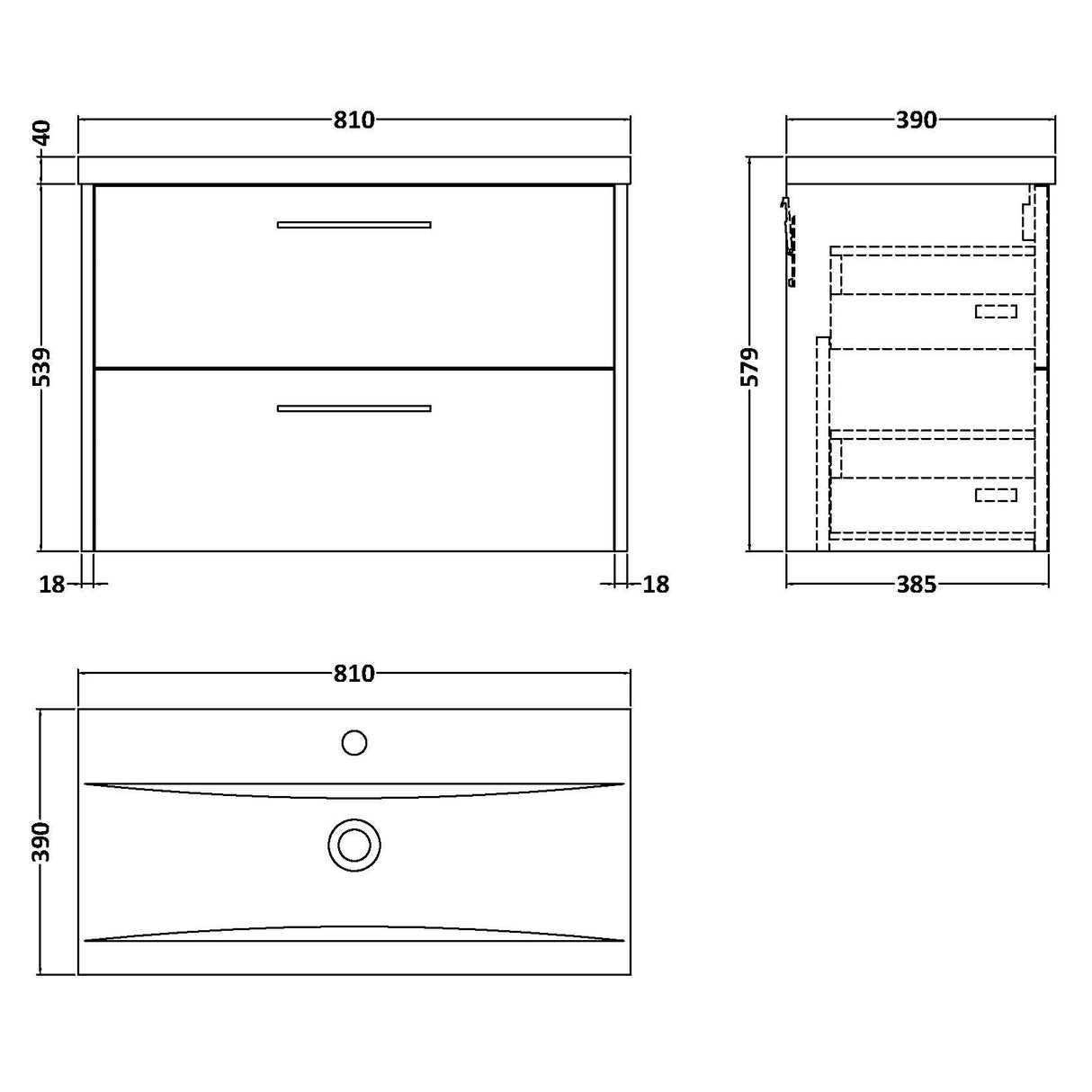 Hudson Reed Juno 800mm Wall Hung Vanity Unit & Basin, 2 Drawers Metallic Slate JNU2626A LD